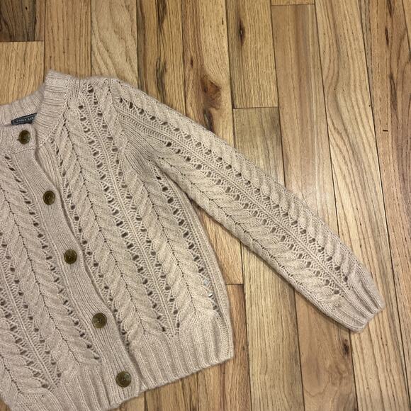J Crew Point Sur Pointelle Cardigan Sweater Pink Size XXS Small Cable Knit - Picture 3 of 12